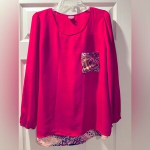Boutique Pink Owl Blouse, Ladies Large